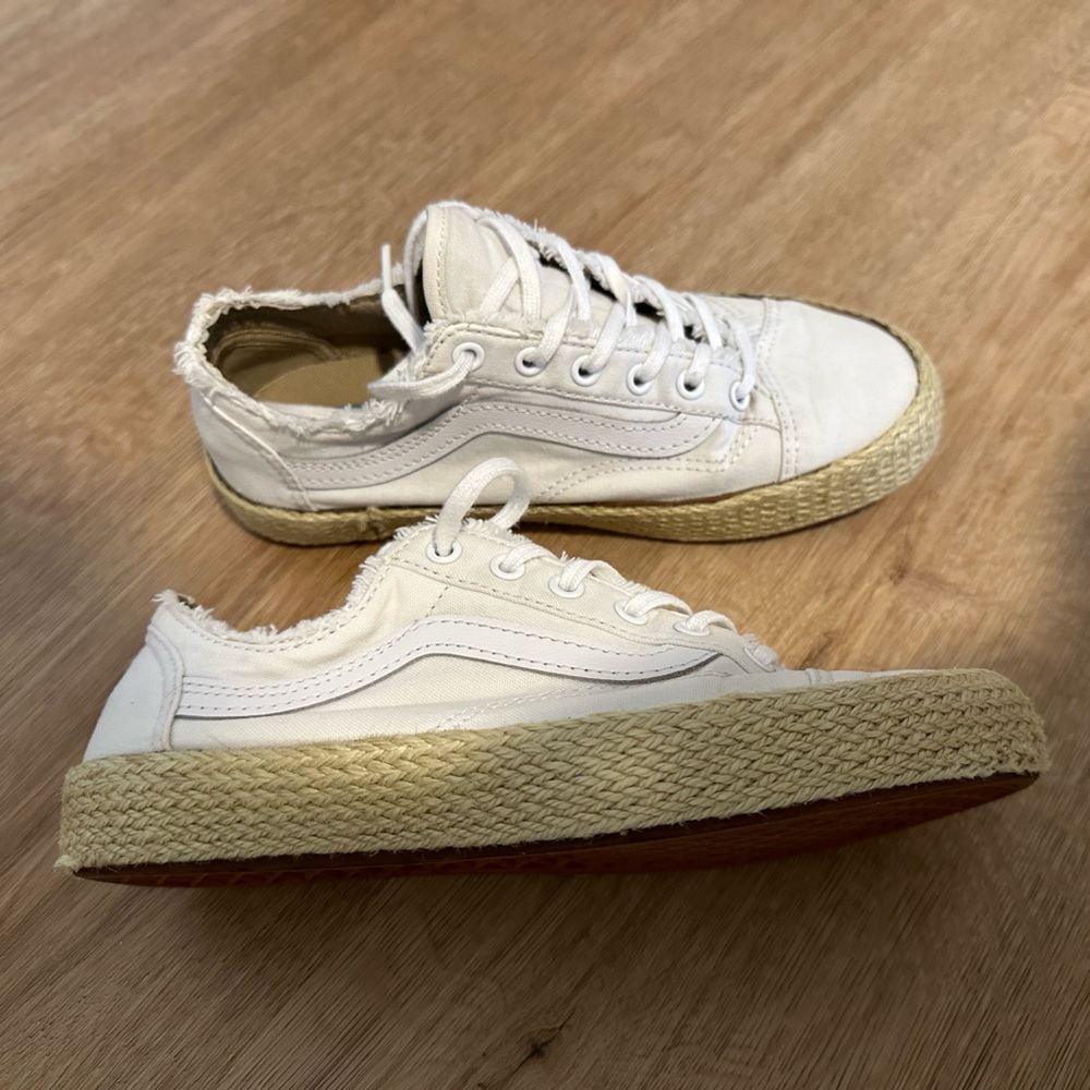 Old Skool VANS STYLE 36 DECON ES ESPADRILLE FRAYED WHITE JUTE GUM SOLE - Picture 4 of 4
